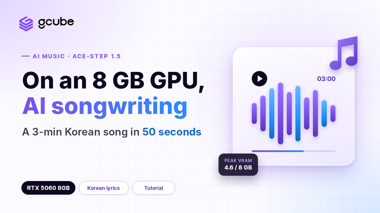 A 3-minute Korean song in 50 seconds on an RTX 5060 8 GB — hands-on with ACE-Step 1.5